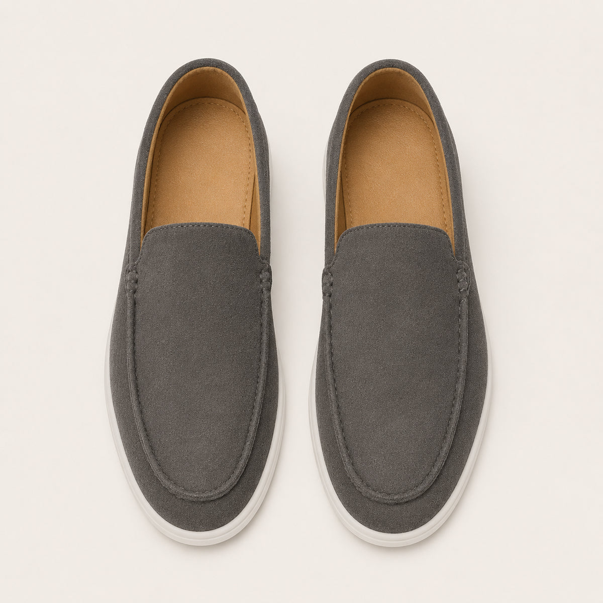 Mocassin Homme Gris Suède - vue du dessus