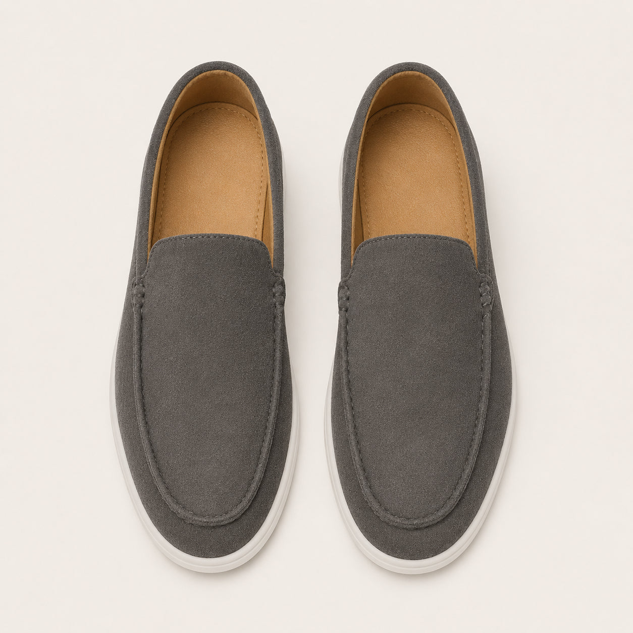 Mocassin Homme Gris Suède - vue du dessus