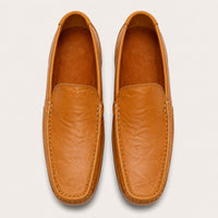 Mocassin Homme Luxe En Cuir Marron - vue du dessus