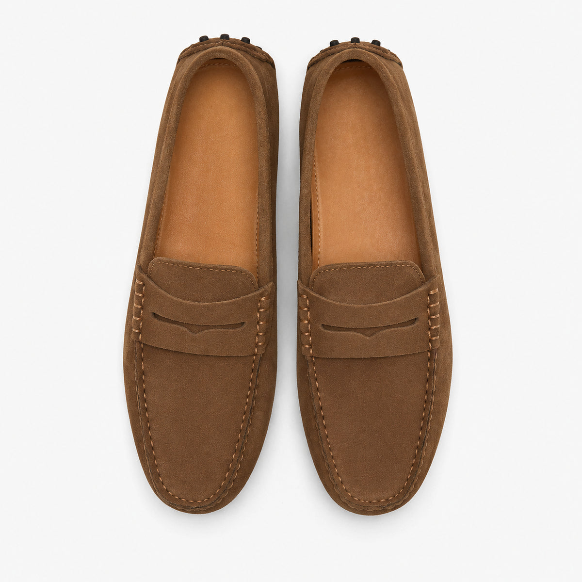 Mocassin Homme Marron En Cuir Suédé De Conduite - vue du dessus