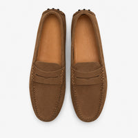 Mocassin Homme Marron En Cuir Suédé De Conduite - vue du dessus