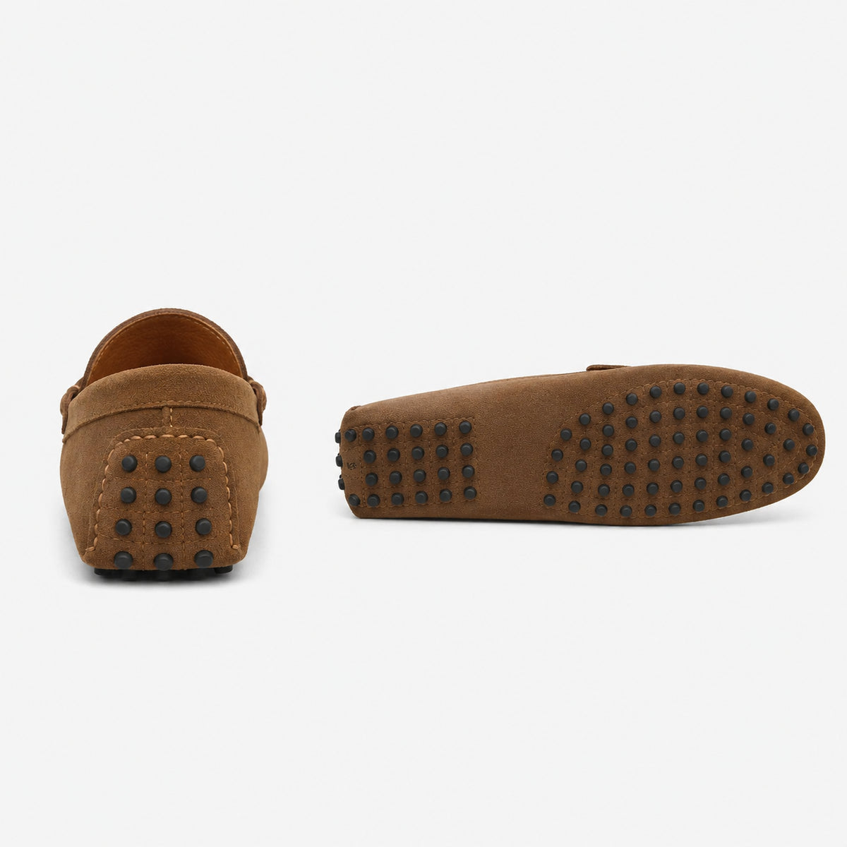 Mocassin Homme Marron En Cuir Suédé De Conduite - vue de la semelle