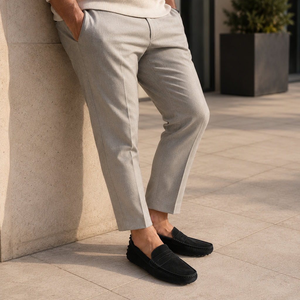 Mocassin Homme Noir Daim - porté