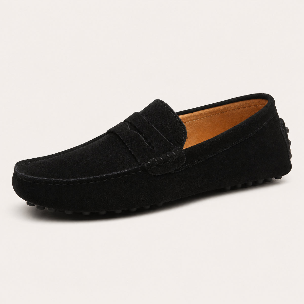 Mocassin Homme Noir Daim - vue 3/4