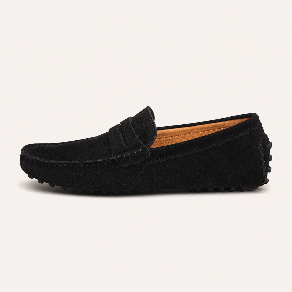Mocassin Homme Noir Daim - vue de côté