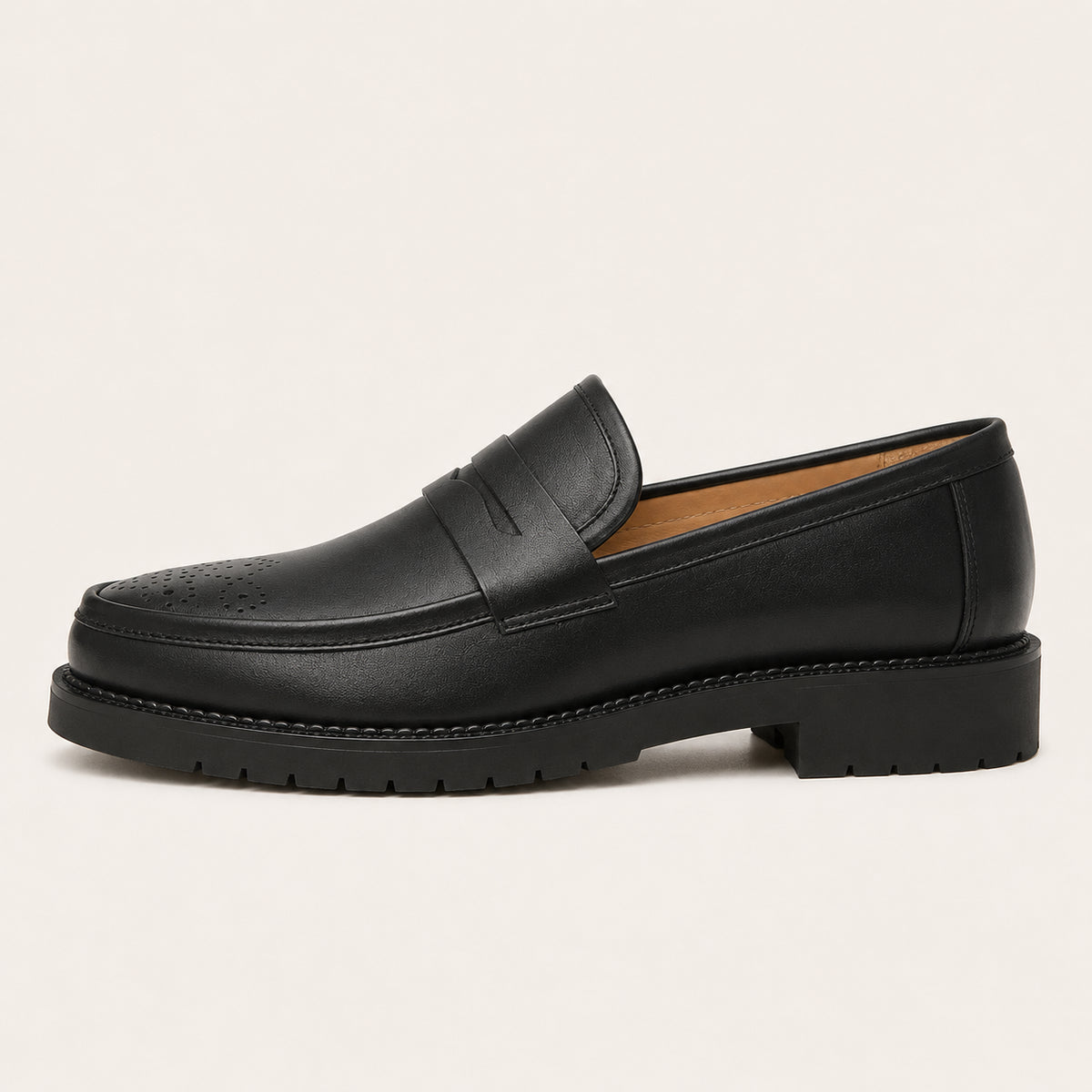Mocassin Homme Noir Style Brogue - vue de côté