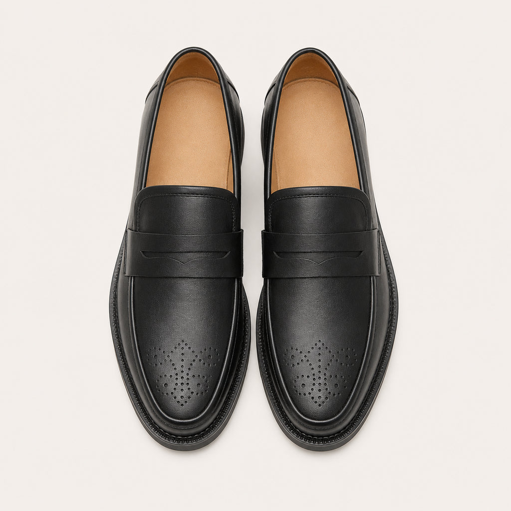 Mocassin Homme Noir Style Brogue - vue du dessus