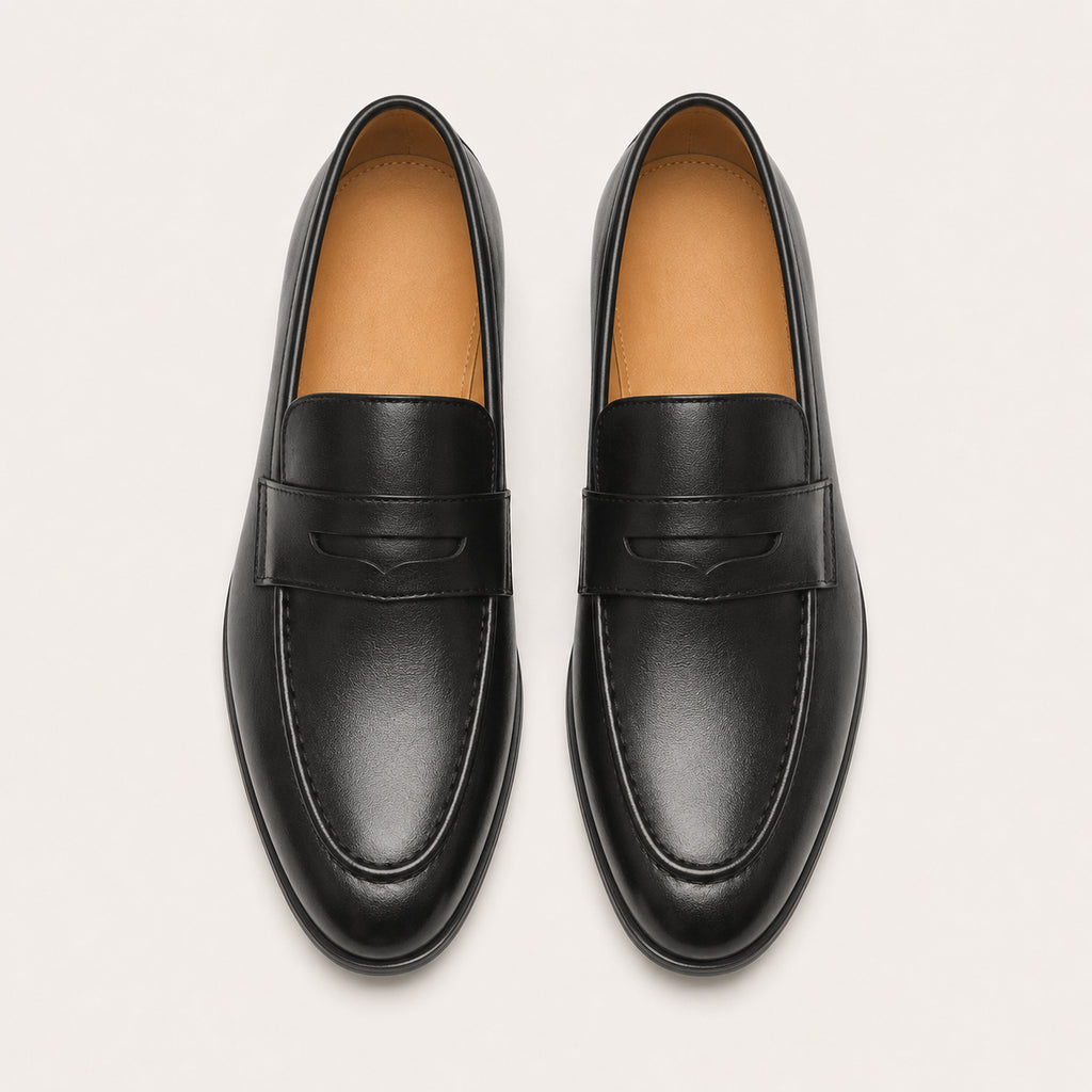 Mocassin Homme Pour Mariage En Simili-Cuir Noir - vue du dessus