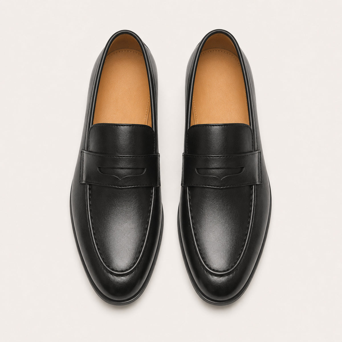 Mocassin Homme Pour Mariage En Simili-Cuir Noir - vue du dessus