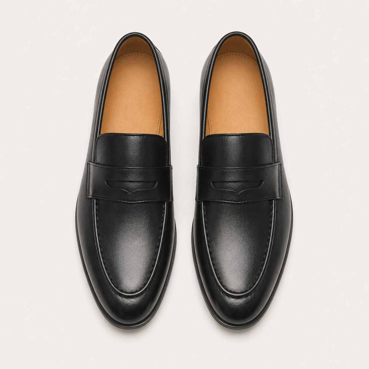 Mocassin Homme Pour Mariage En Simili-Cuir Noir - vue du dessus