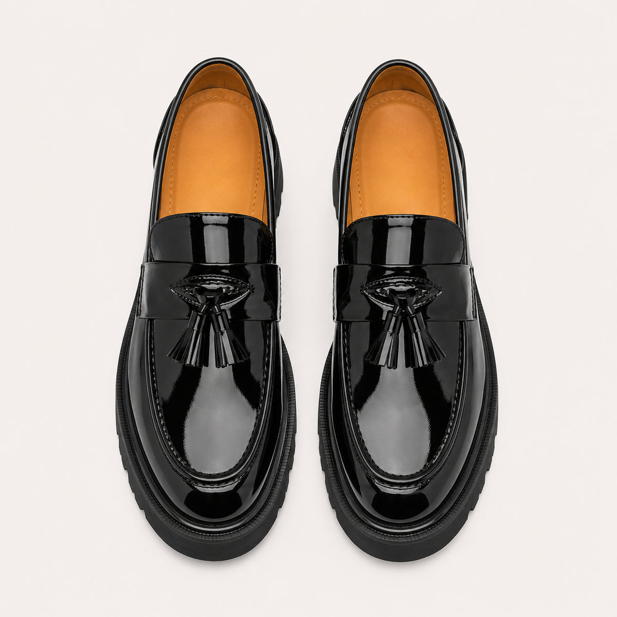 Mocassin Homme Semelle Épaisse Vernis - vue du dessus