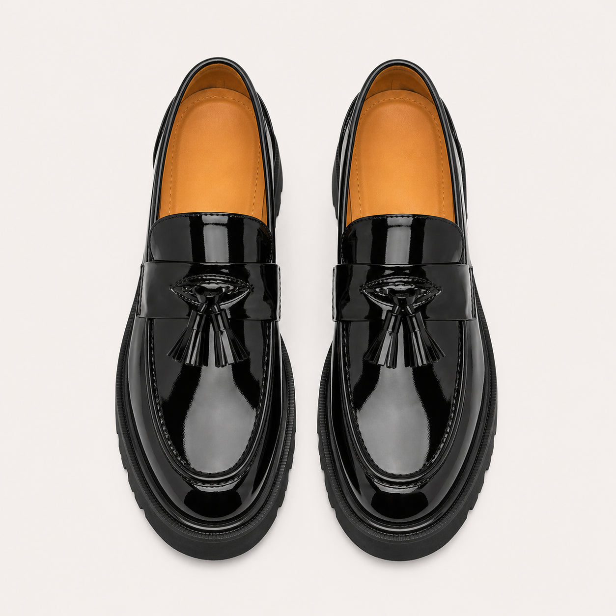 Mocassin Homme Semelle Épaisse Vernis - vue du dessus
