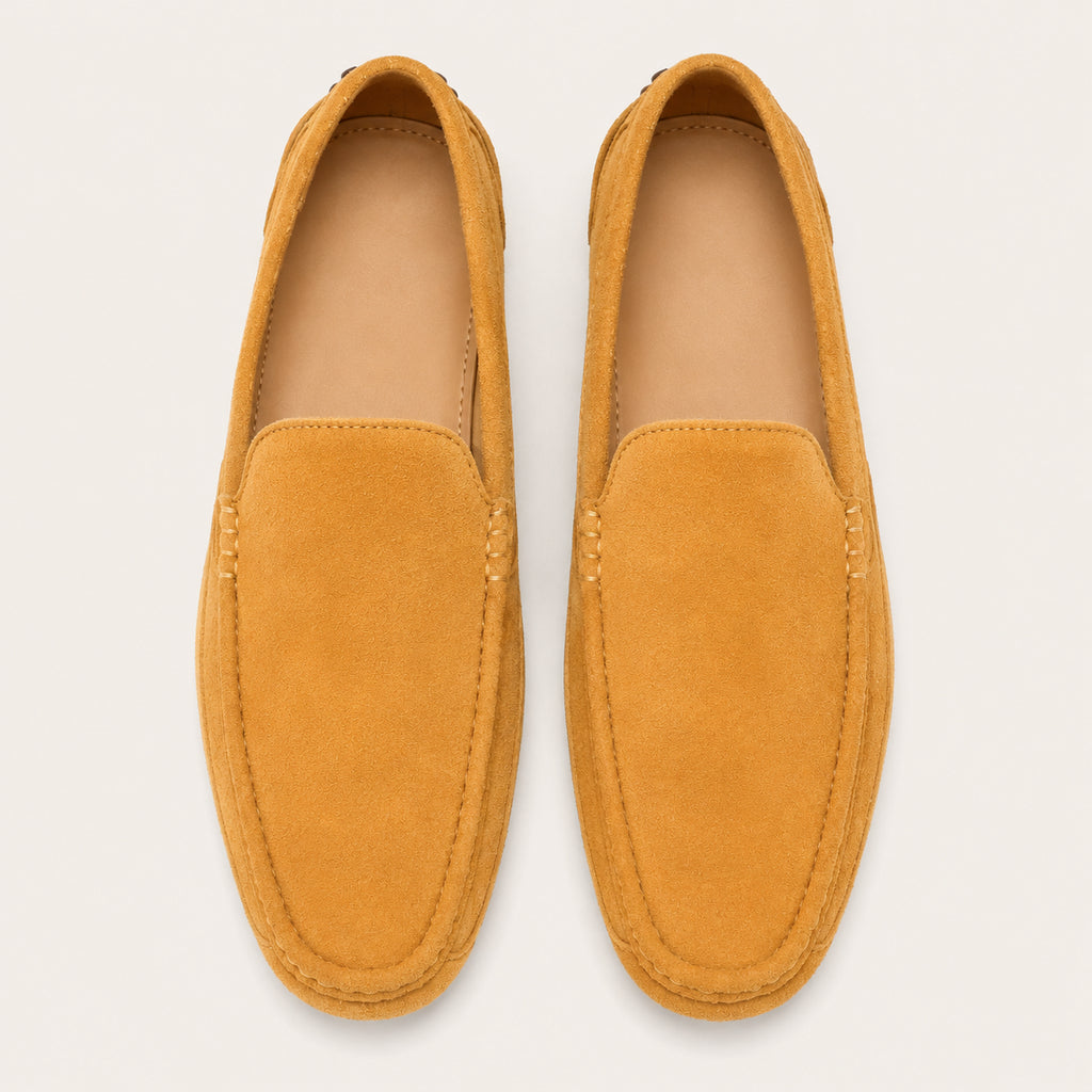 Mocassin Homme Suédé Camel de Conduite - vue du dessus