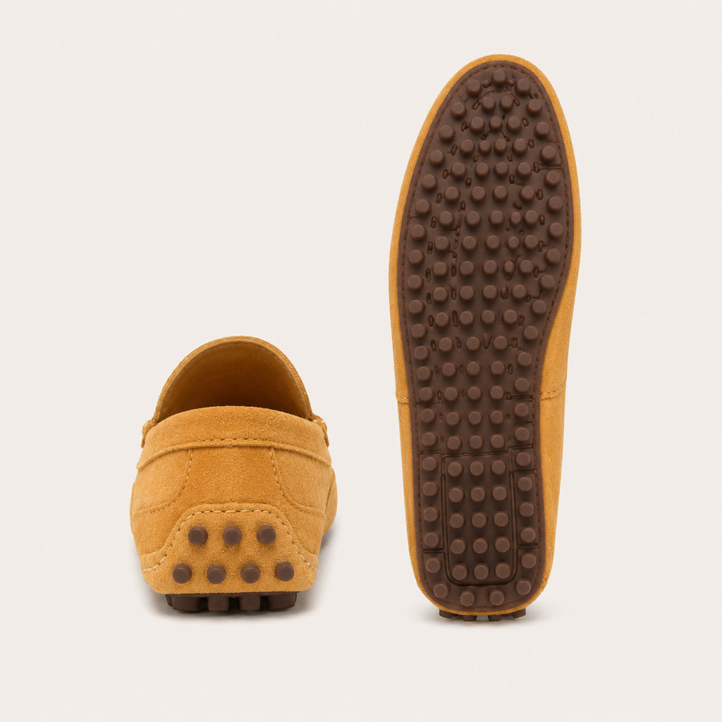 Mocassin Homme Suédé Camel de Conduite - vue de la semelle