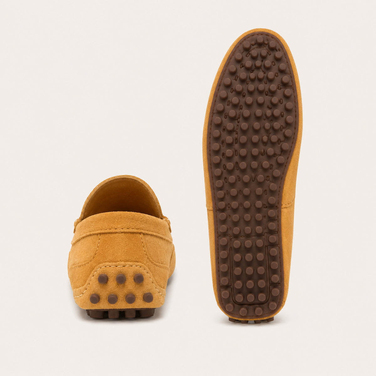 Mocassin Homme Suédé Camel de Conduite - vue de la semelle