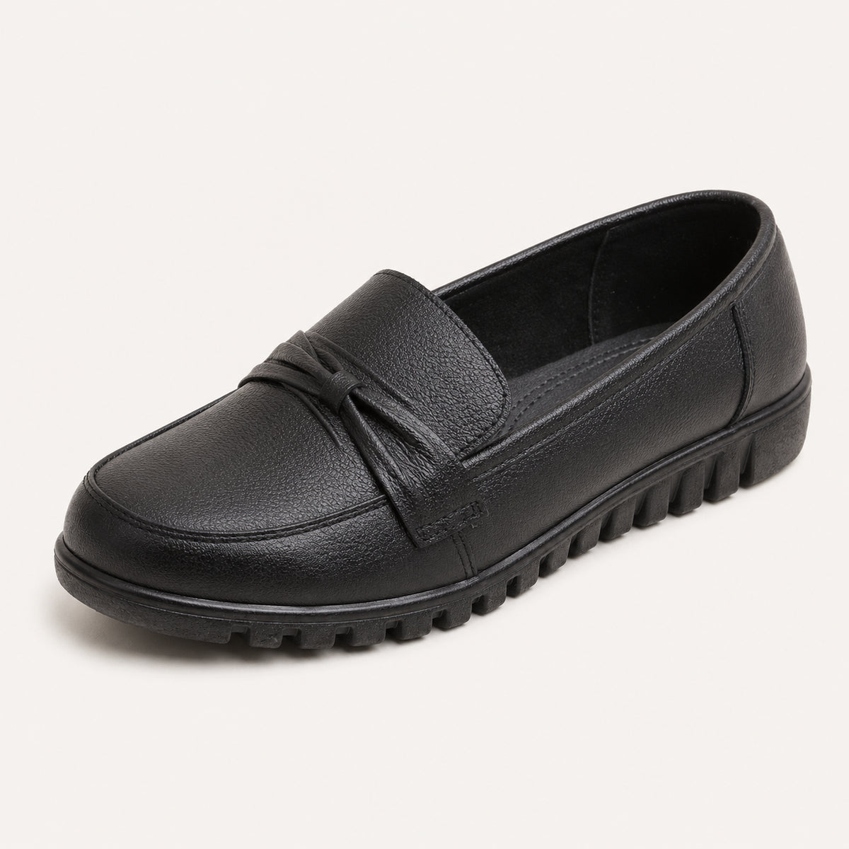 Mocassins Orthopédiques Effet Cuir Avec Coutures Apparentes Pour Femme - vue 3/4