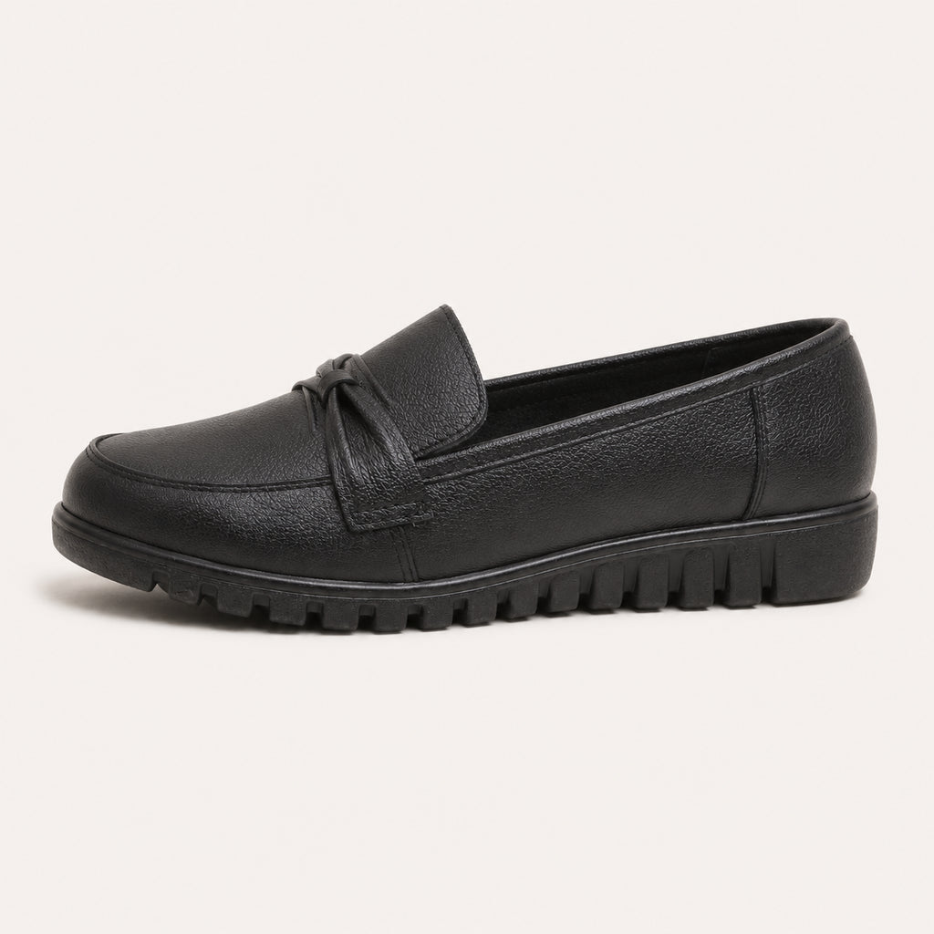Mocassins Orthopédiques Effet Cuir Avec Coutures Apparentes Pour Femme - vue de côté