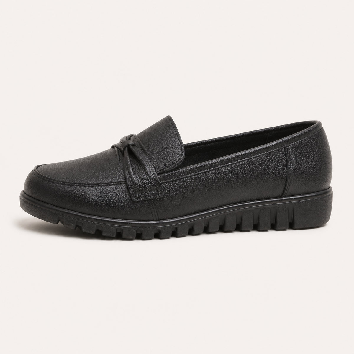 Mocassins Orthopédiques Effet Cuir Avec Coutures Apparentes Pour Femme - vue de côté