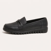 Mocassins Orthopédiques Effet Cuir Avec Coutures Apparentes Pour Femme - vue de côté