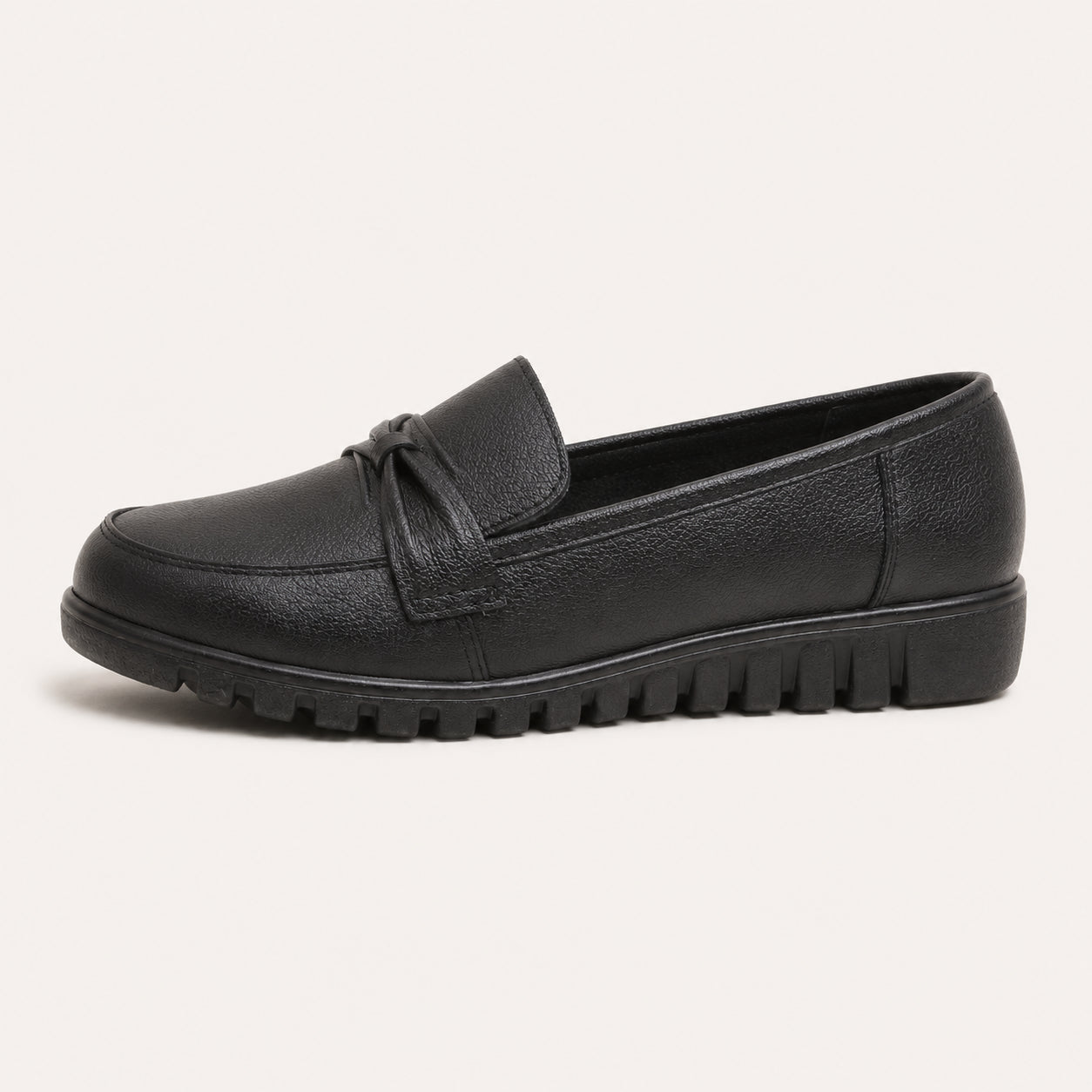 Mocassins Orthopédiques Effet Cuir Avec Coutures Apparentes Pour Femme - vue de côté