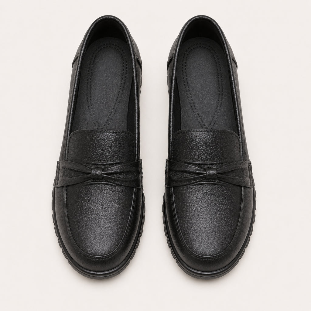 Mocassins Orthopédiques Effet Cuir Avec Coutures Apparentes Pour Femme - vue du dessus