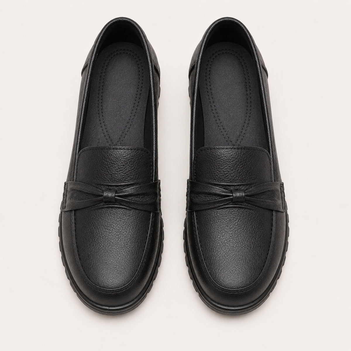 Mocassins Orthopédiques Effet Cuir Avec Coutures Apparentes Pour Femme - vue du dessus