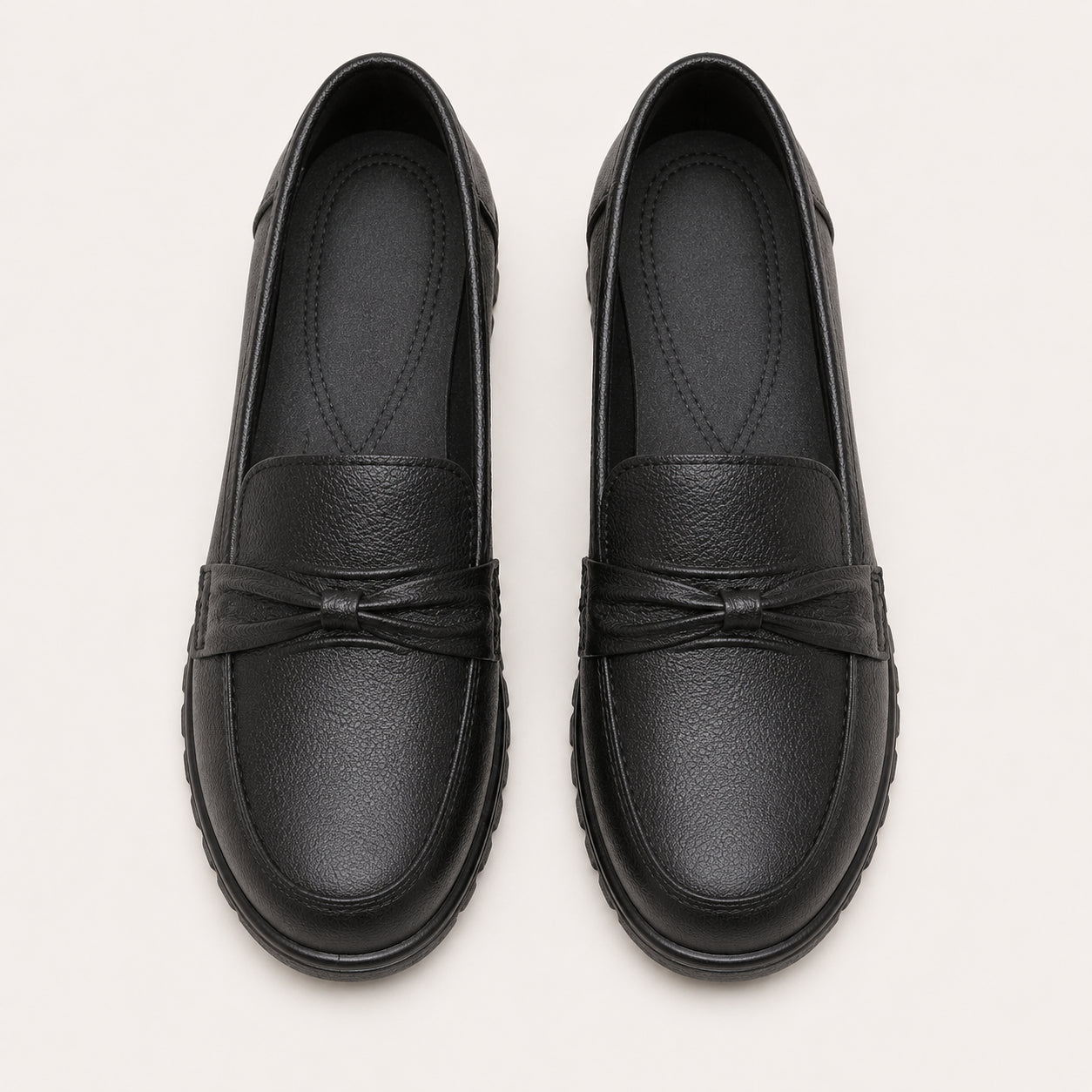 Mocassins Orthopédiques Effet Cuir Avec Coutures Apparentes Pour Femme - vue du dessus