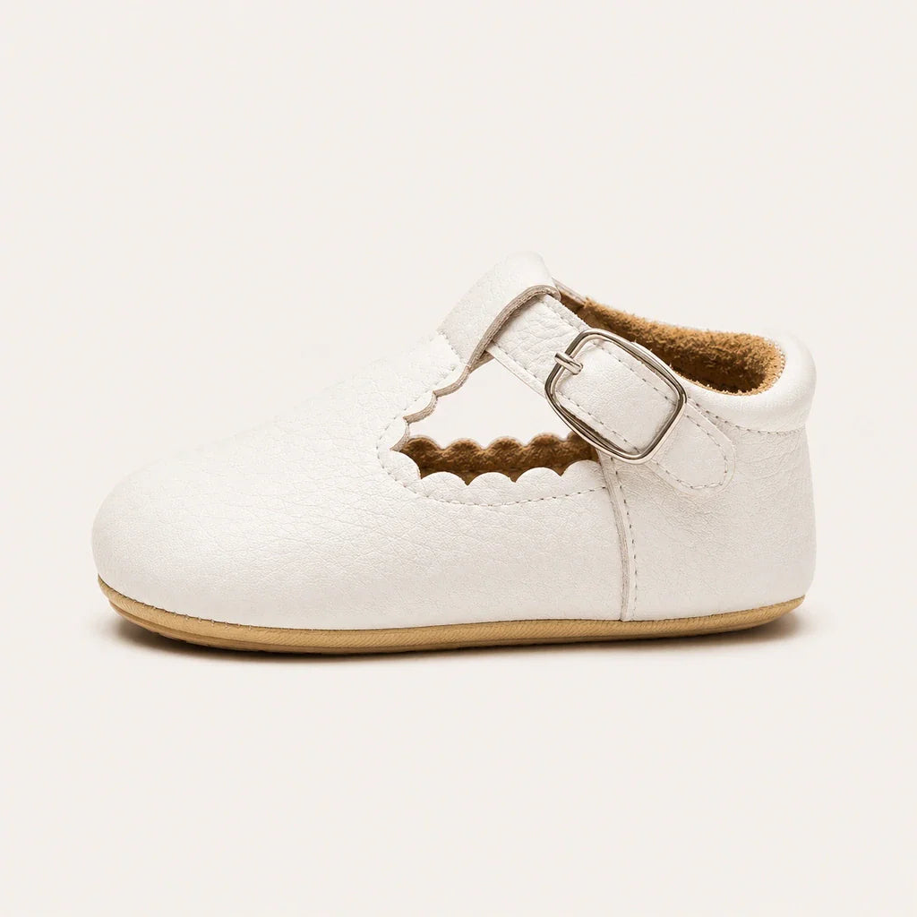 Mocassin Orthopédique Pour Bébé En Cuir Véritable Blanc - vue de côté