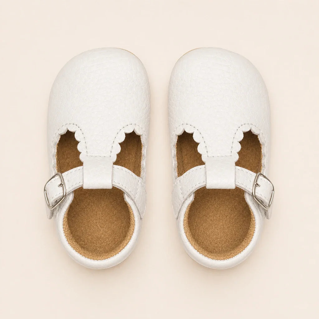 Mocassin Orthopédique Pour Bébé En Cuir Véritable Blanc - vue du dessus