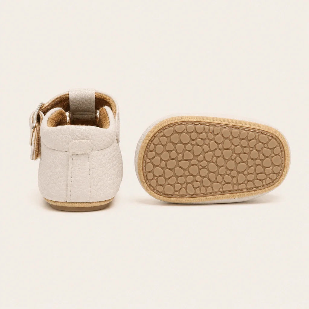 Mocassin Orthopédique Pour Bébé En Cuir Véritable Blanc - vue de la semelle