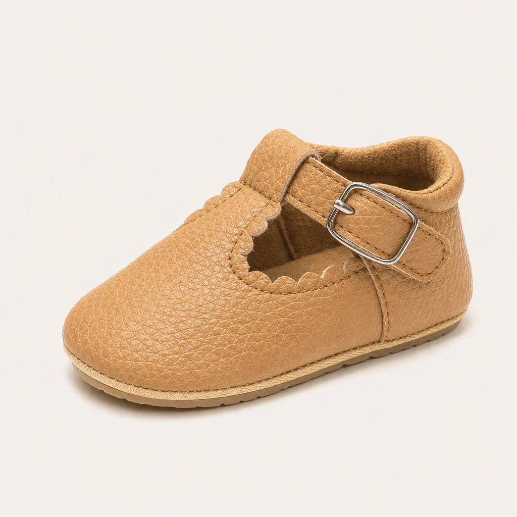 Mocassin Orthopédique Pour Bébé En Cuir Véritable Marron - vue 3/4