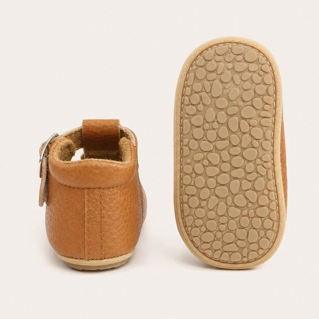 Mocassin Orthopédique Pour Bébé En Cuir Véritable Marron - vue de la semelle