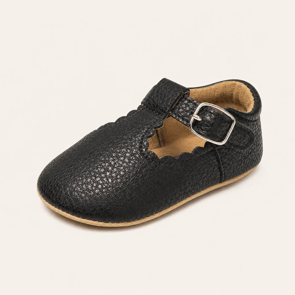 Mocassin Orthopédique Pour Bébé En Cuir Véritable Noir - vue 3/4