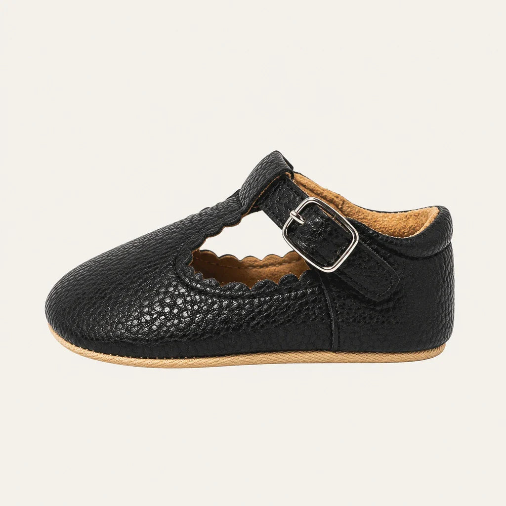 Mocassin Orthopédique Pour Bébé En Cuir Véritable Noir - vue de côté