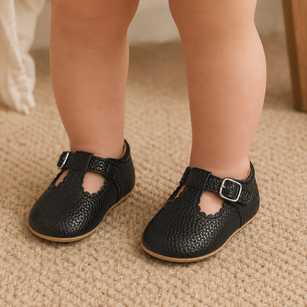 Mocassin Orthopédique Pour Bébé En Cuir Véritable Noir - vue du dessus