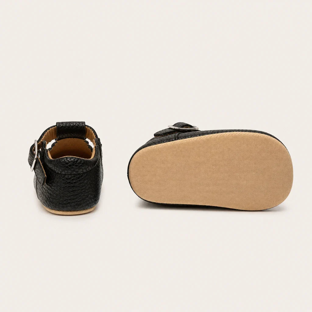 Mocassin Orthopédique Pour Bébé En Cuir Véritable Noir - vue de la semelle