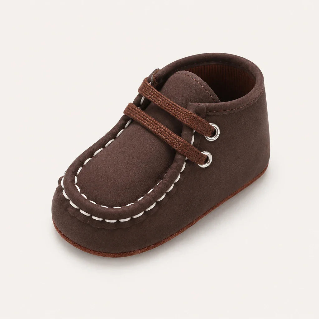 Mocassins Bébé En Coton Marron Souples - vue 3/4