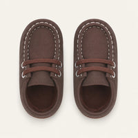 Mocassins Bébé En Coton Marron Souples - vue du dessus