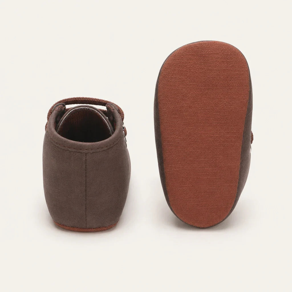 Mocassins Bébé En Coton Marron Souples - vue de la semelle