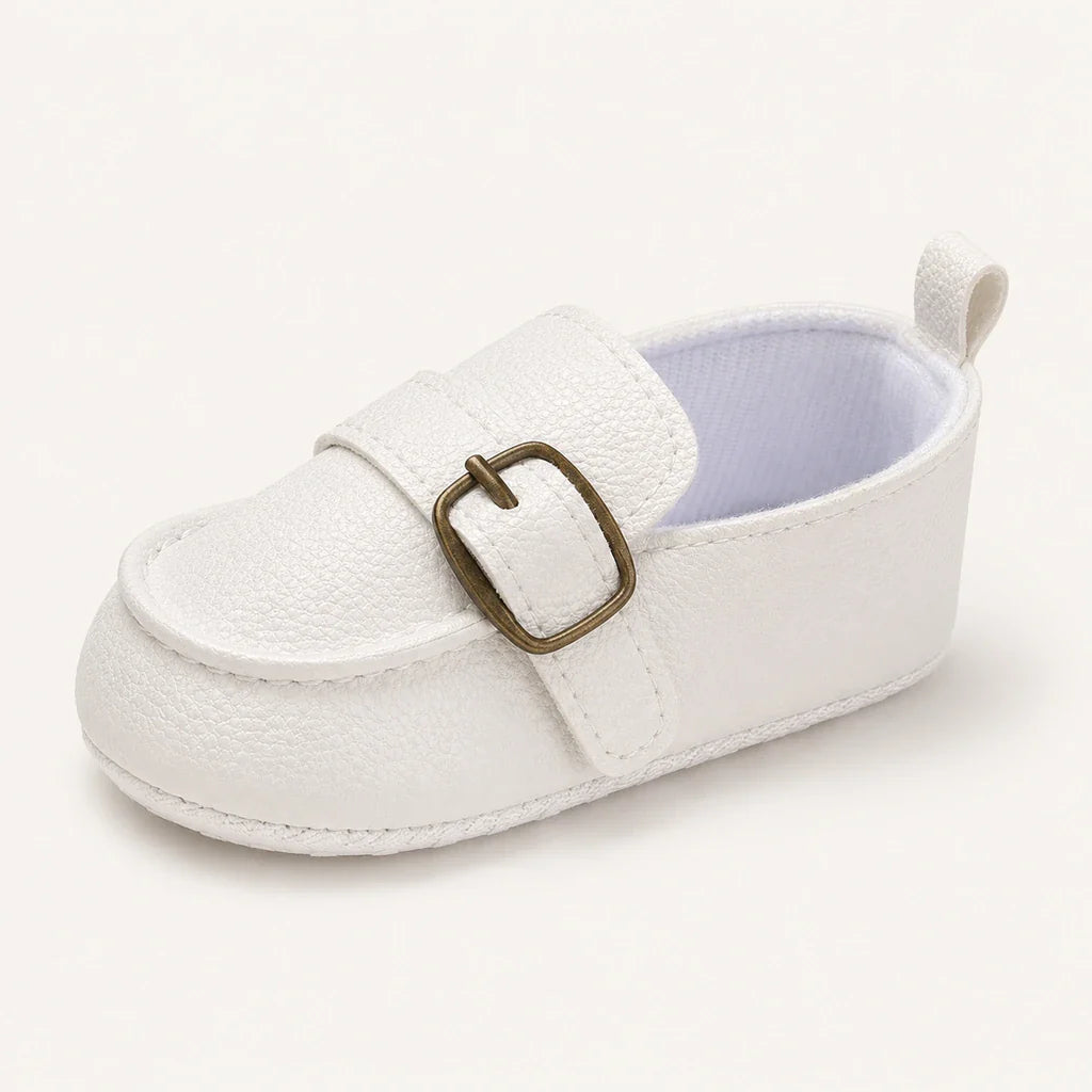 Mocassins Bébé En Cuir Blanc Premier Pas - vue 3/4