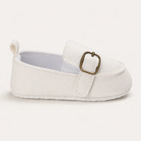 Mocassins Bébé En Cuir Blanc Premier Pas - vue de côté