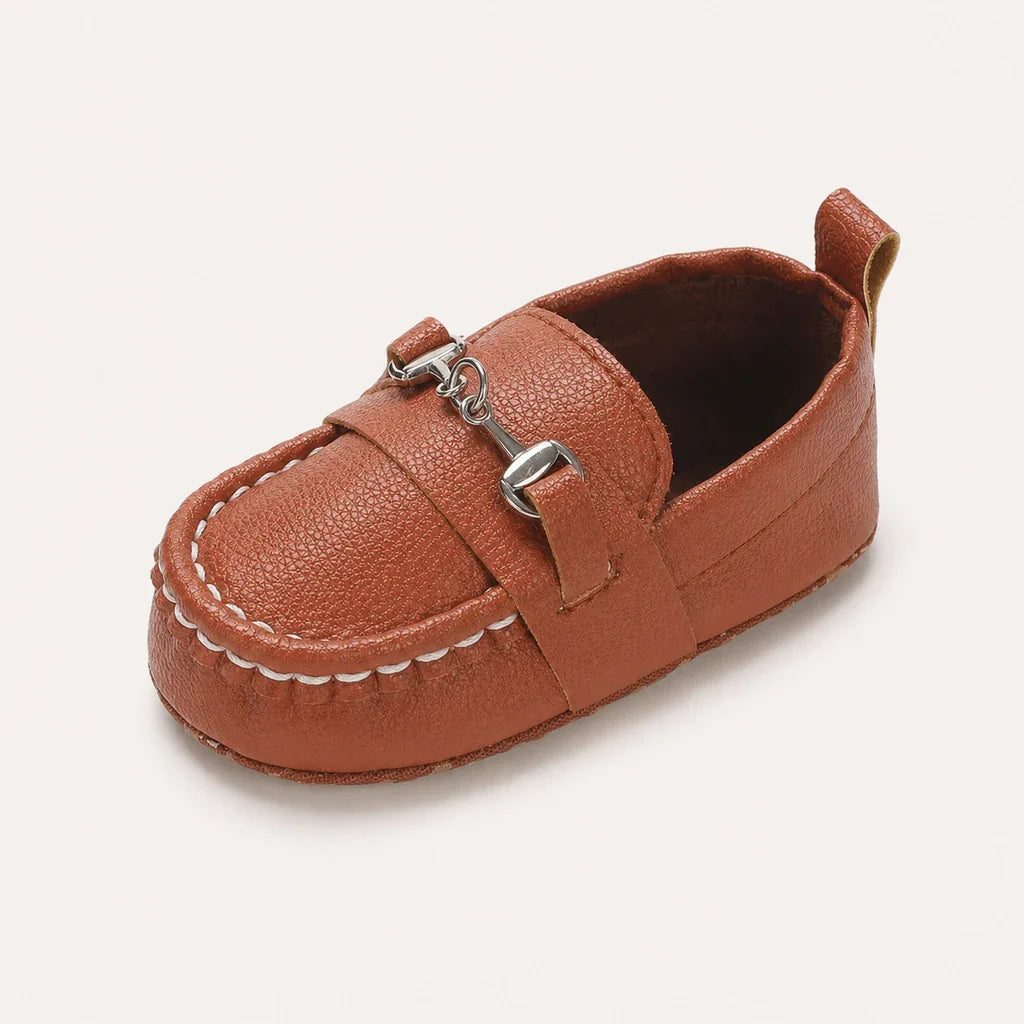 Mocassins Bébé En Similicuir PU Marron - vue 3/4