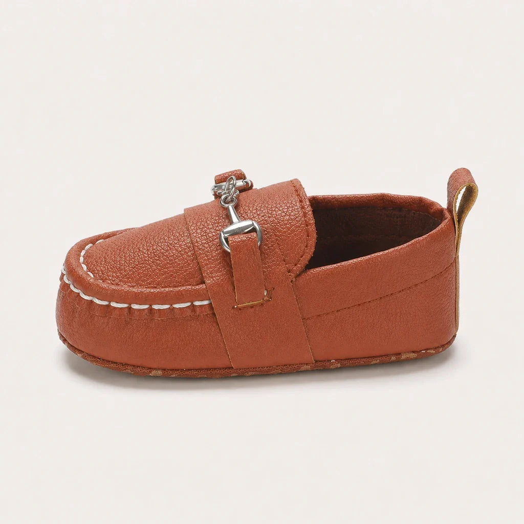 Mocassins Bébé En Similicuir PU Marron - vue de côté