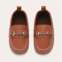 Mocassins Bébé En Similicuir PU Marron - vue du dessus
