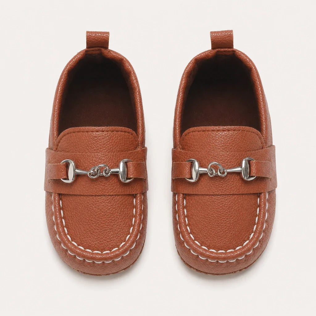Mocassins Bébé En Similicuir PU Marron - vue du dessus