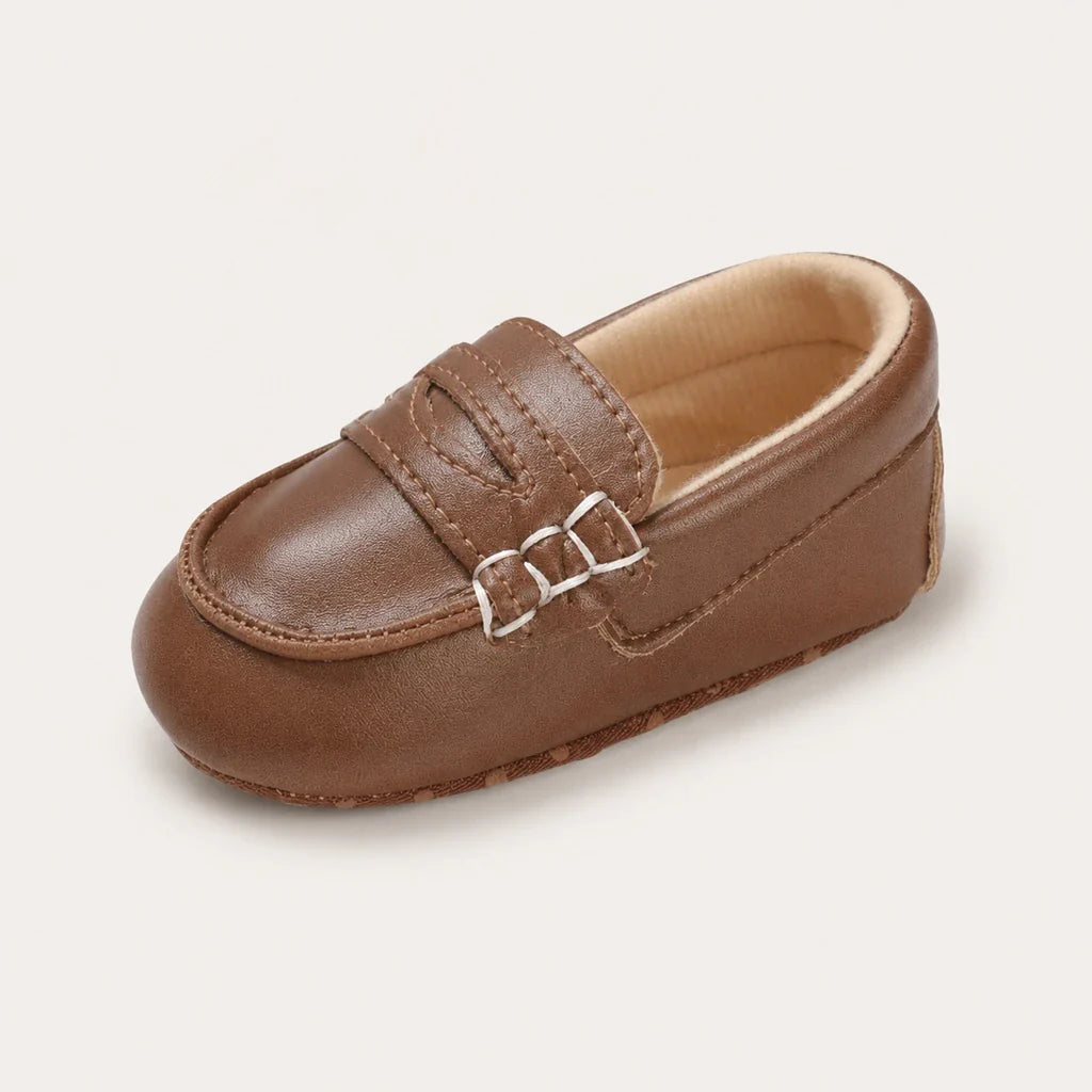 Mocassins Bébé Marron En Simili-Cuir - vue 3/4