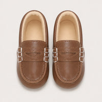 Mocassins Bébé Marron En Simili-Cuir - vue du dessus