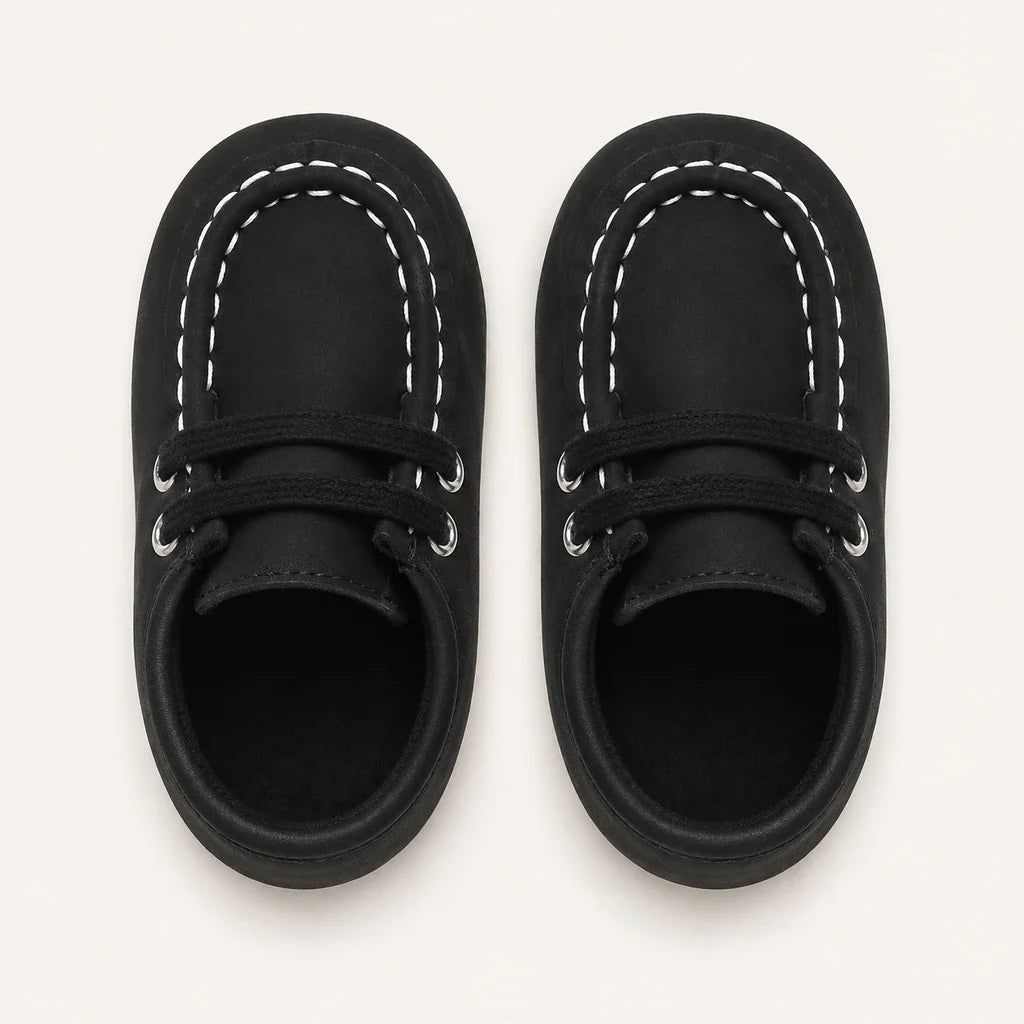 Mocassins Bébé Toutes Saisons Noirs Antidérapants - vue du dessus