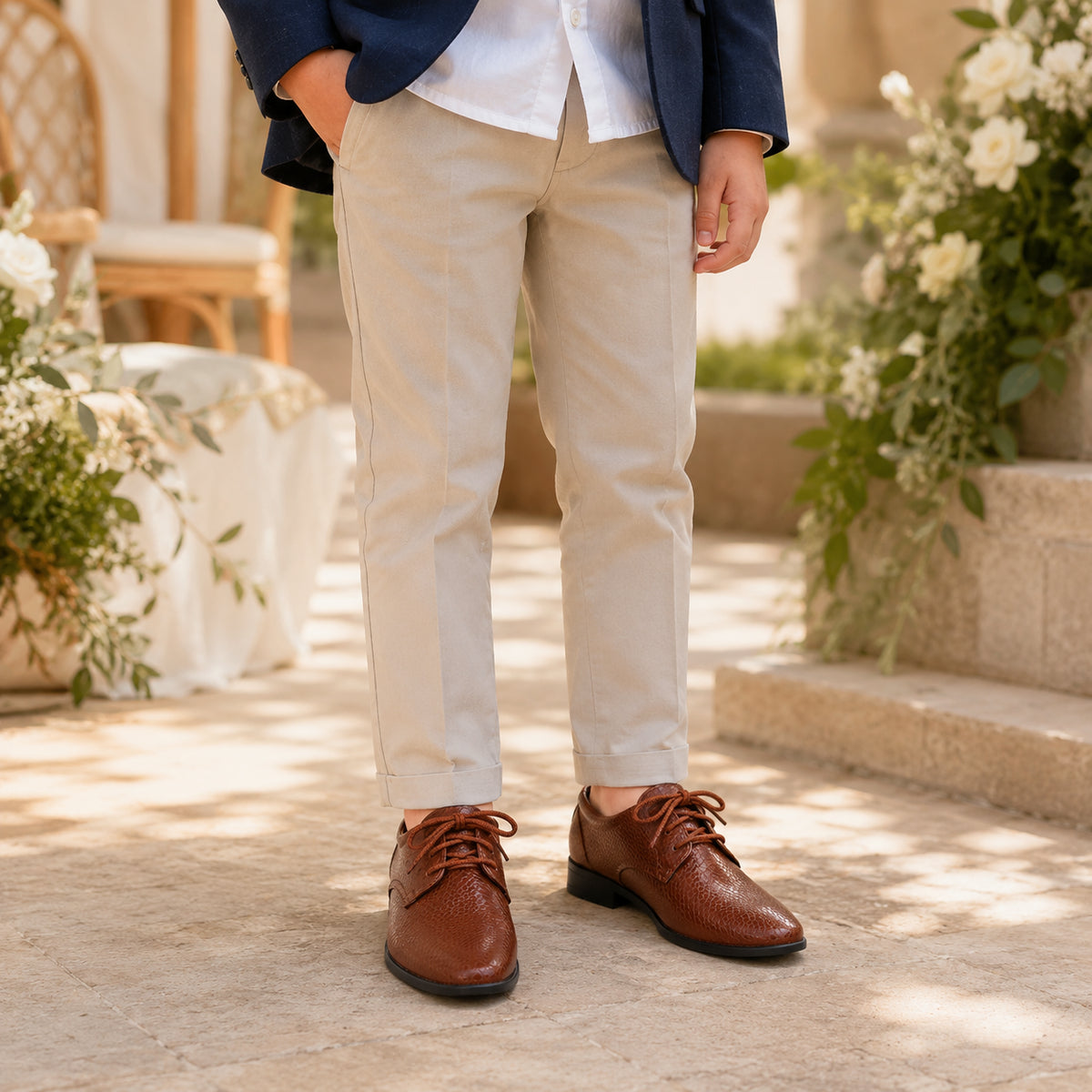 Mocassins de Mariage pour Garçons Marron - porté