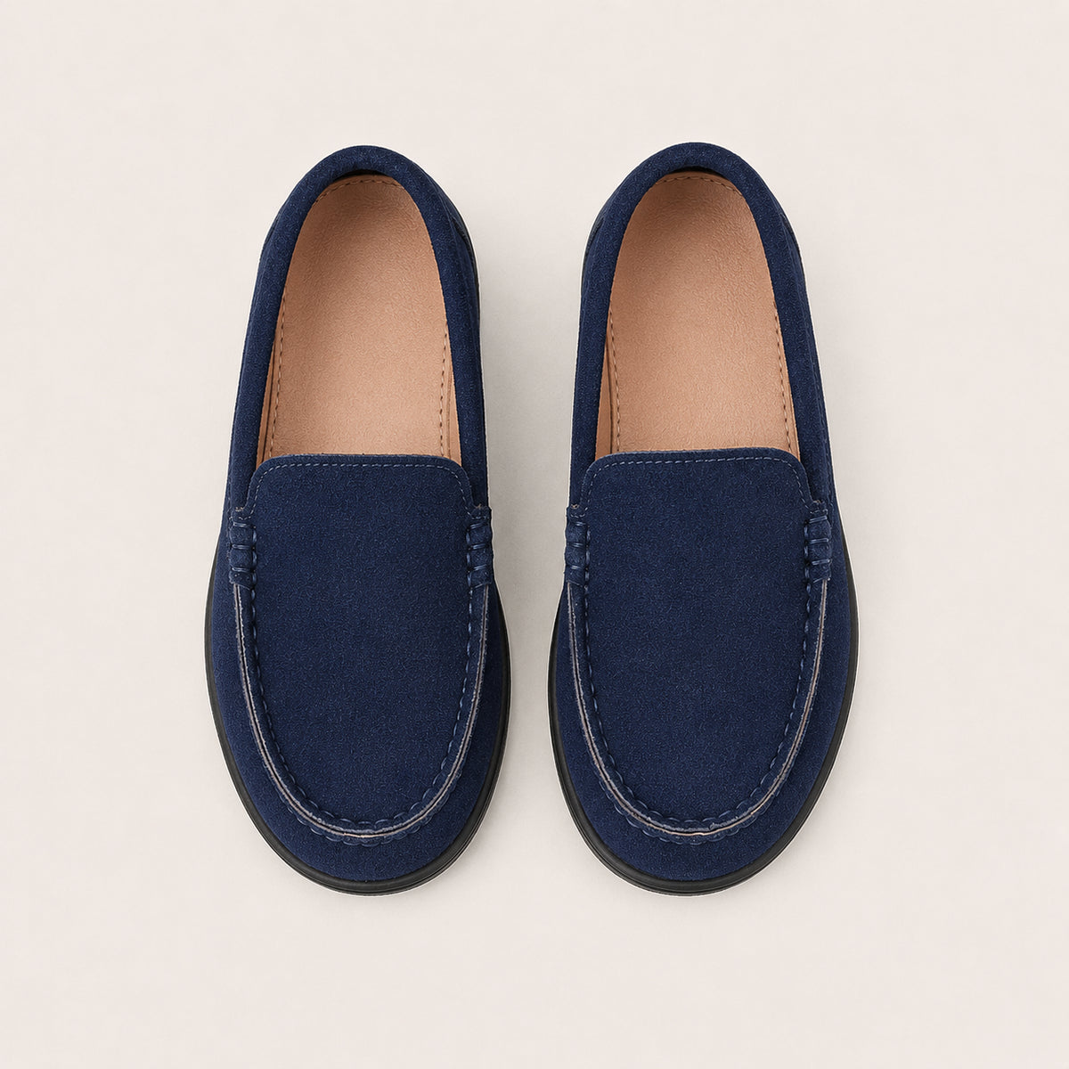 Mocassins enfant daim antidérapants - vue du dessus